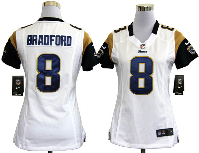 St. Louis Rams 8 bradford white color Nike Team Womens Jersey